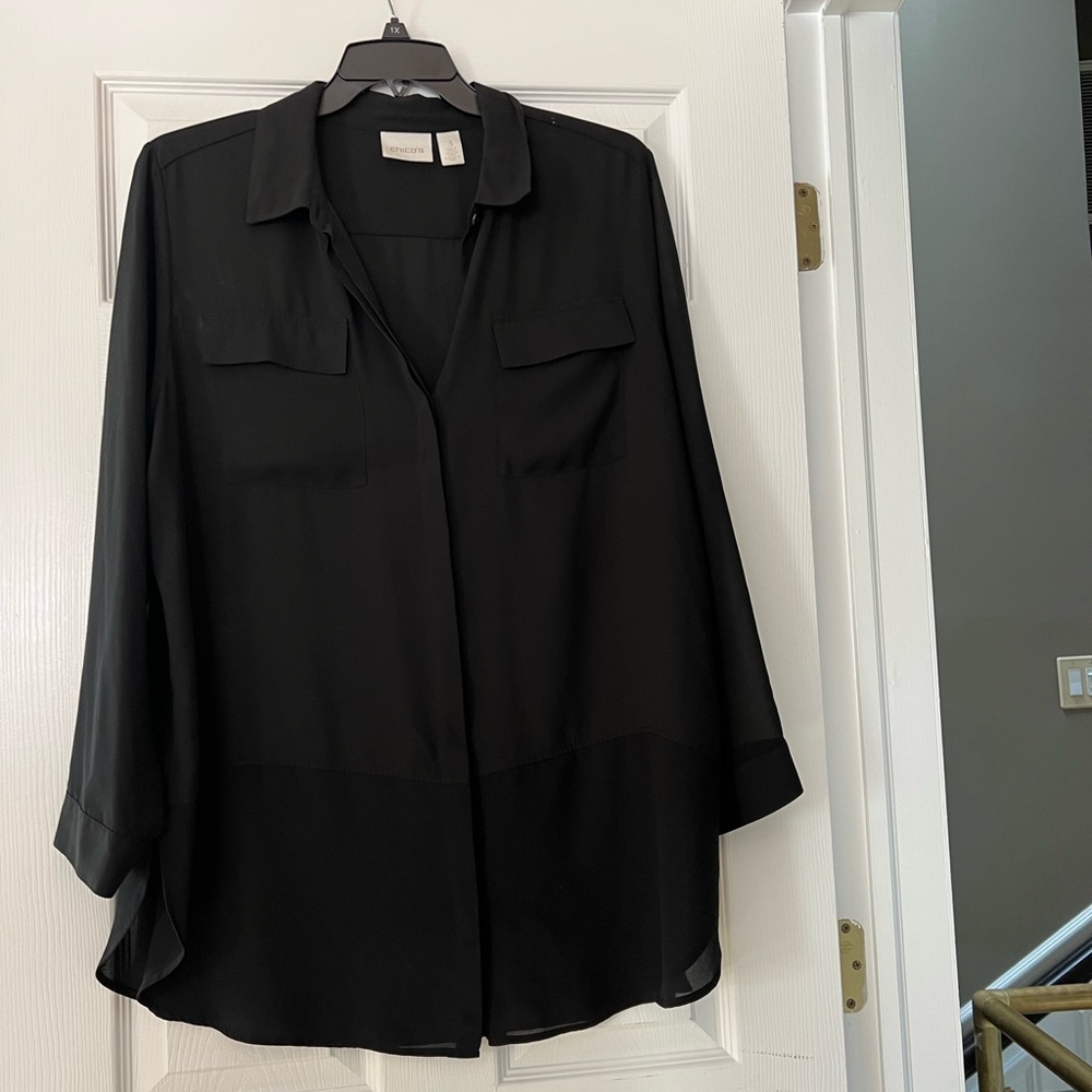 Black chiffon dress shirt